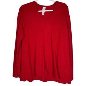 Wynne Layers Solid Red Cashmere Blend V-Neck Long Sleeve Sweater Size Medium NWT